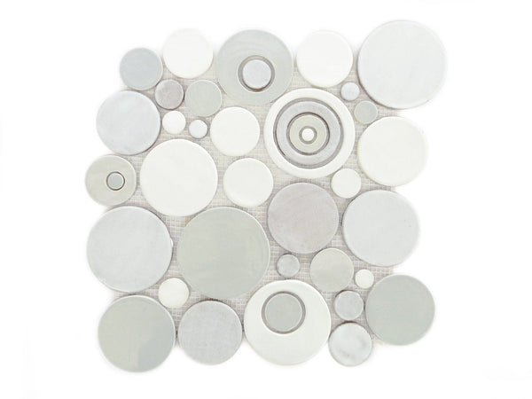 Grey & White Bubble Tile | Handmade Wall Tile | Mercury Mosaics
