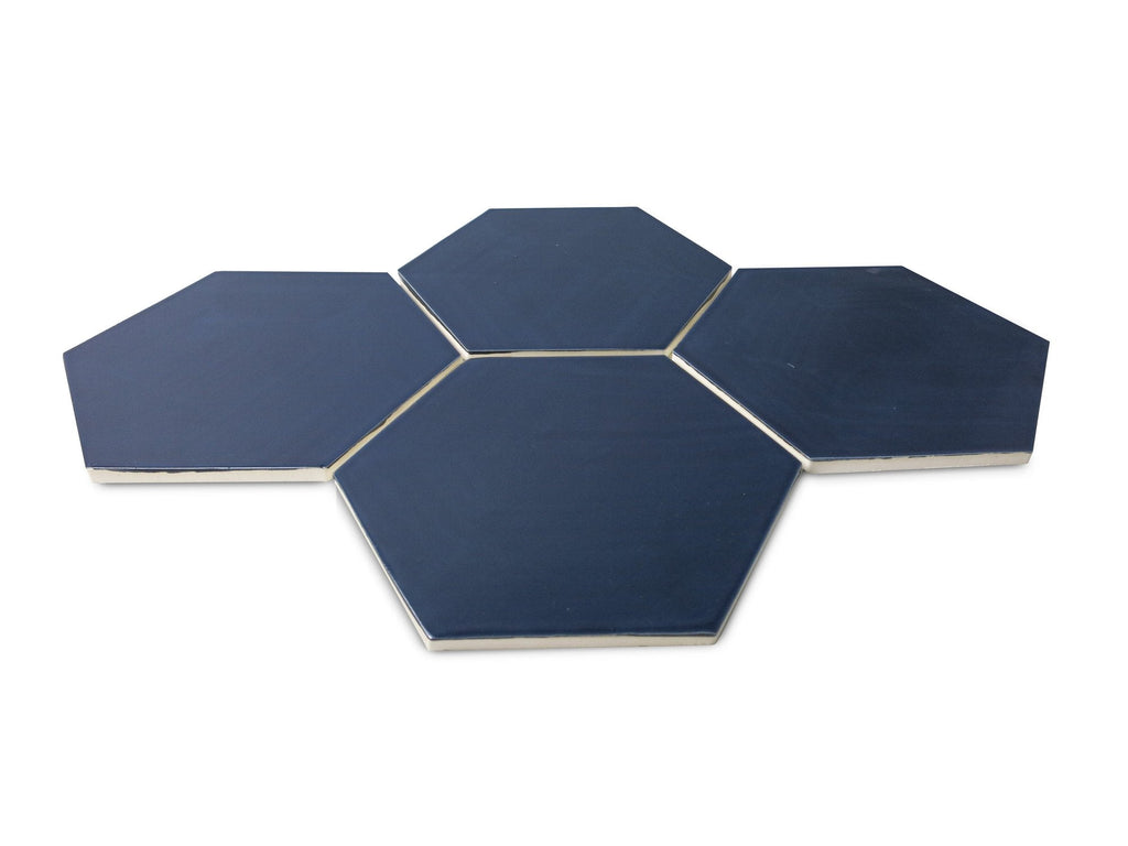 Large Navy Hexagon Tile | Hexagon Wall Tiles | Mercury Mosaics