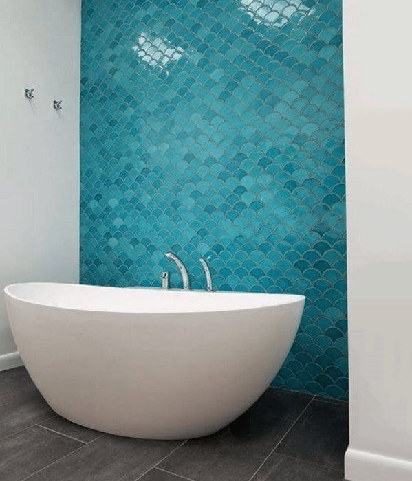 Scallop Mosaic Tiles | Aquamarine Tiles | Mercury Mosaics