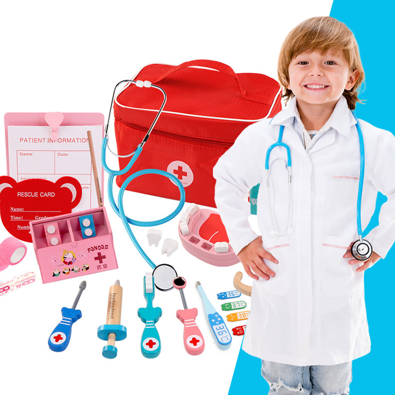 Toy Doctor Kit for Girls, Kids Doctor Set with Carry Case, Play Doctor Set  for Kids with Nurse Costume,Dentist Medical Educational Toy Doctor Playset