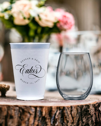 Frosted plastic cups or glassware for weddings?