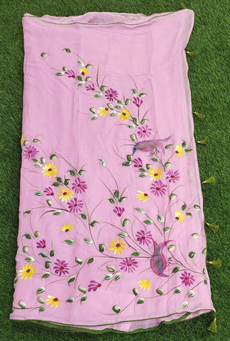 Georgette hand-painted saree 