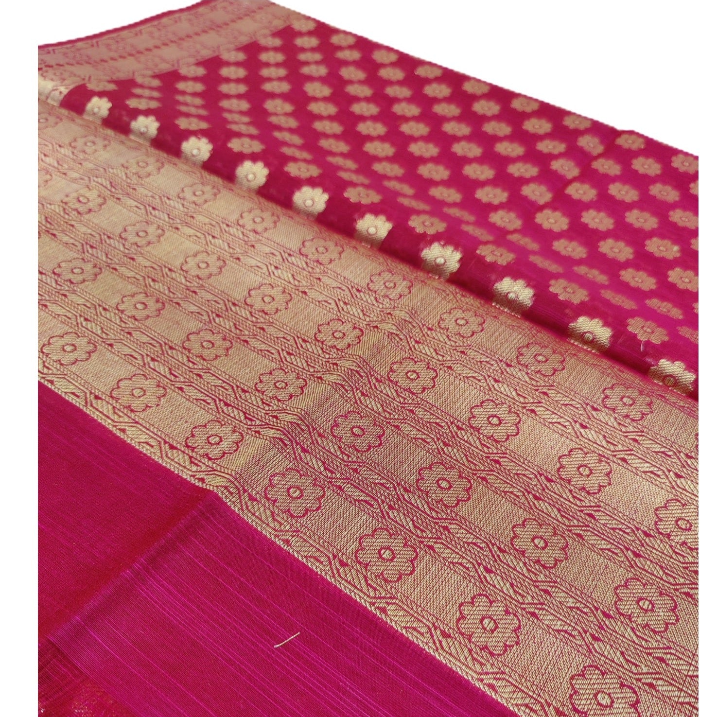 Banarasi Cotton Silk With Flower Butti Dupatta- Pink – Phulari