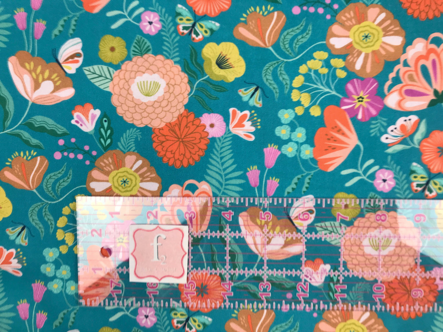 dashwood studio flutter by bethan janine main floral turquoise quilters cotton flut2074 Fabric Fetish