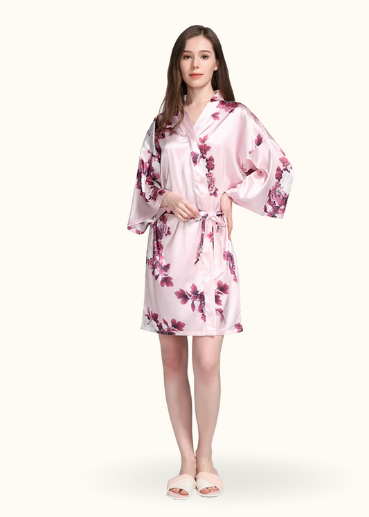 Silk Dressing Gown Women, Long Silk Robes for Women Printed Paisley Kimono  Robe Set Satin Burgundy Plus Size Dressing Gown Nightwear -  Canada