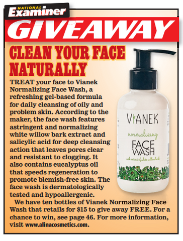 Vianek Normalizing face wash giveaway at National Examiner magazine