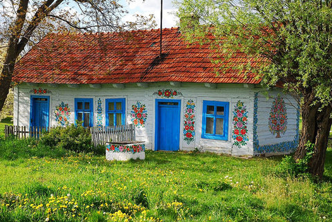 Zalipie Village painted house with floral motives