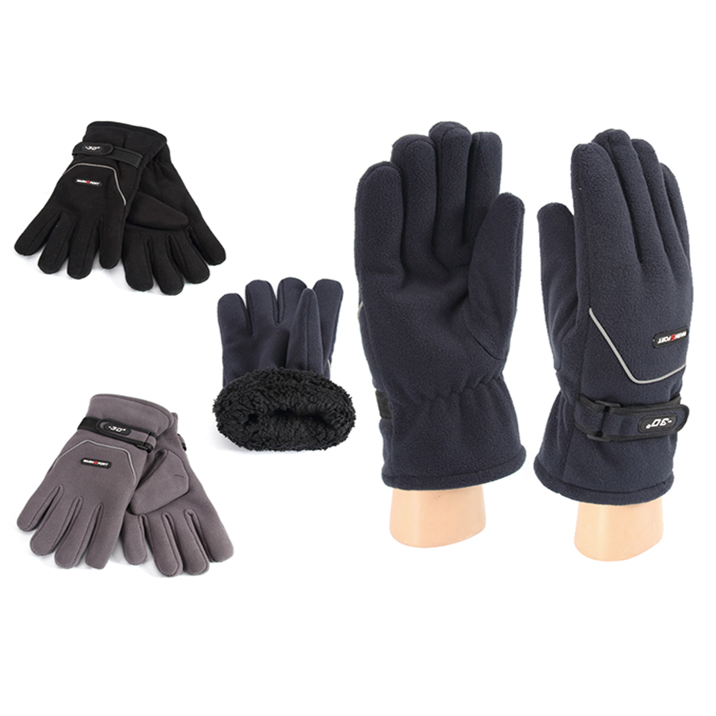 Wholesale CLOTHING Accessories Polar Fleece Buckle Men's Gloves NH275