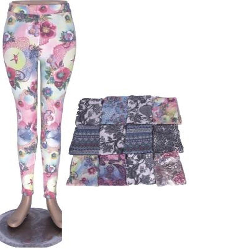 ''Wholesale Women's Clothing Assorted Accessories Garments Flower Printed Jean LEGGINGS M,L,XL,XXL Ca