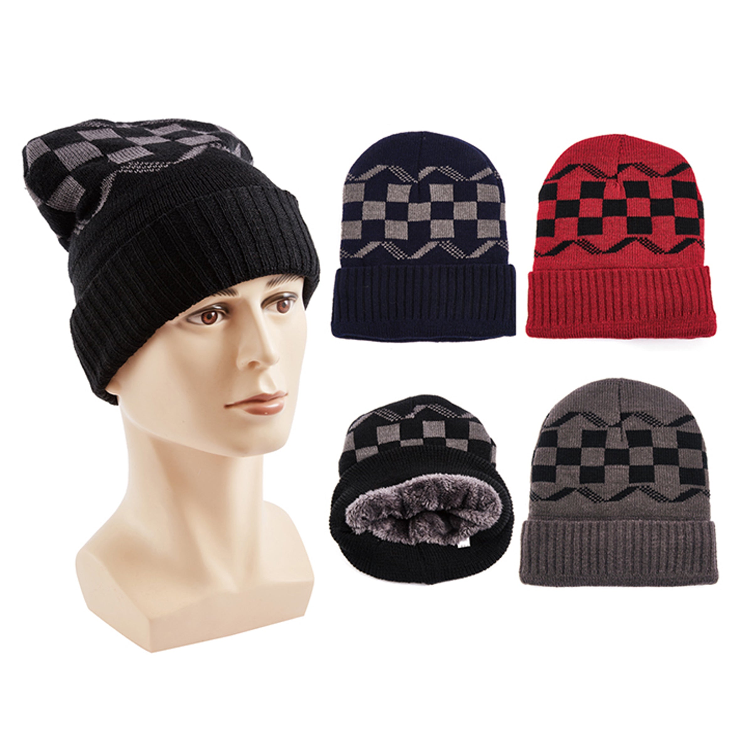 Wholesale CLOTHING Accessories Wave Square Men's Winter Hat NH294