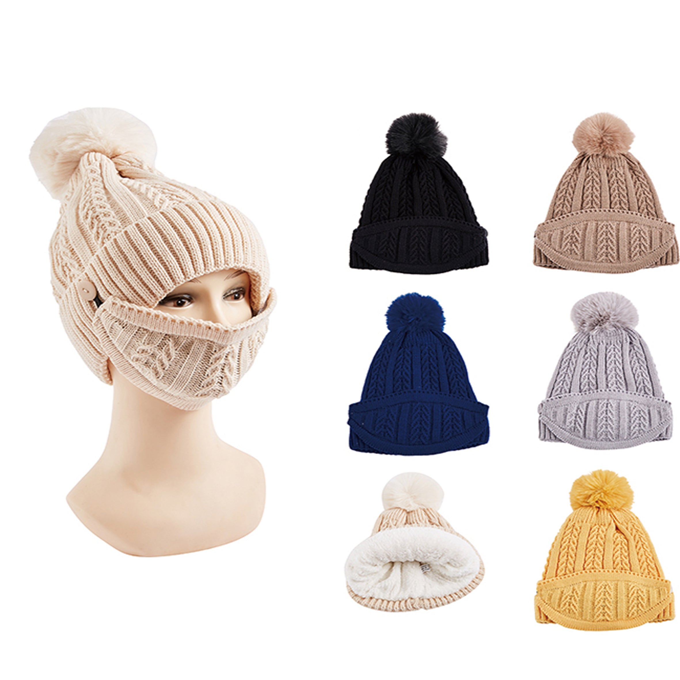 Wholesale CLOTHING Accessories Women's Mask Knit Hat With NH203