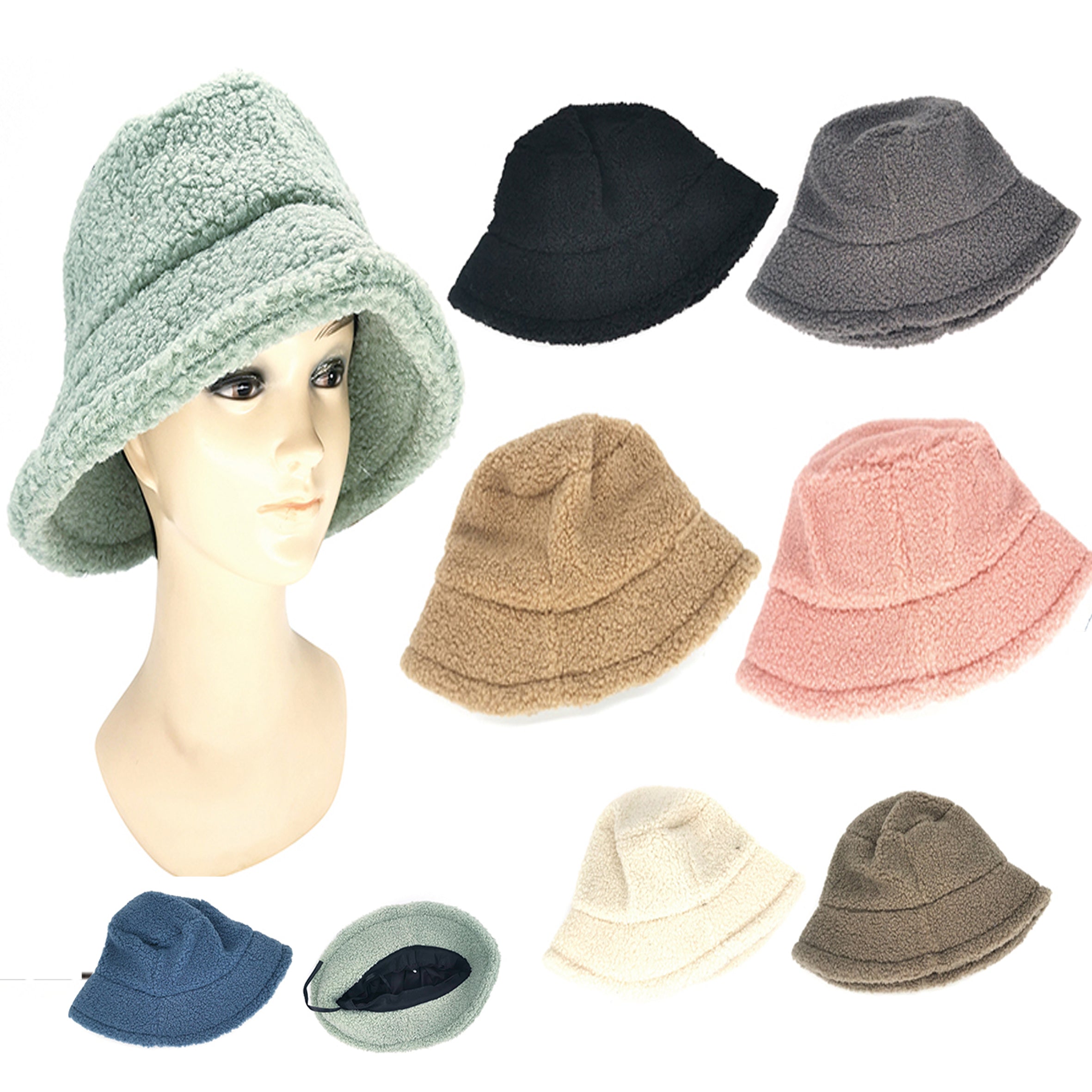 Wholesale CLOTHING Accessories Bucket Monochrome Boucl Bucket Hat NH226