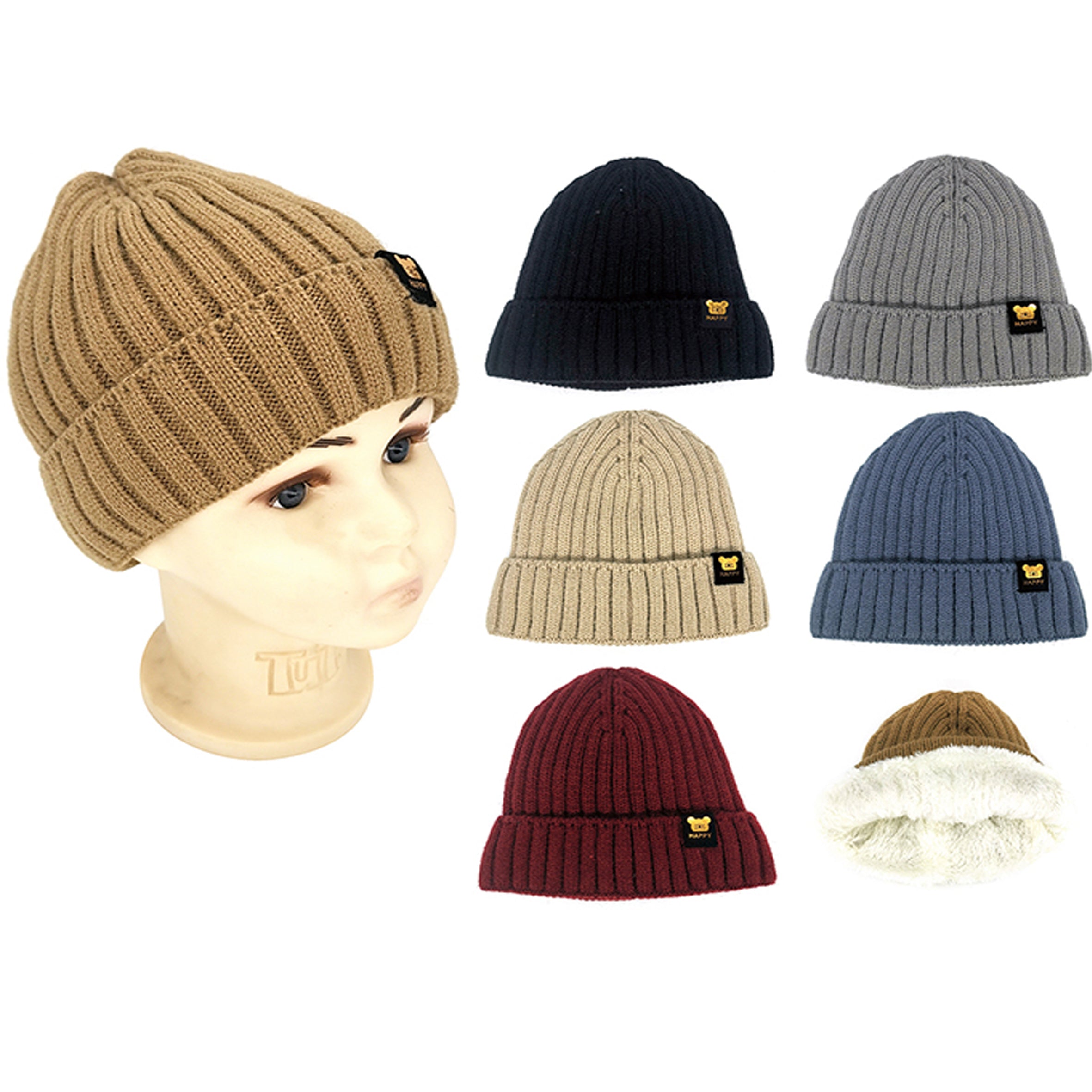 Wholesale CLOTHING Accessories Kids Winter Bear Metal Standard Beanie Hat NH246