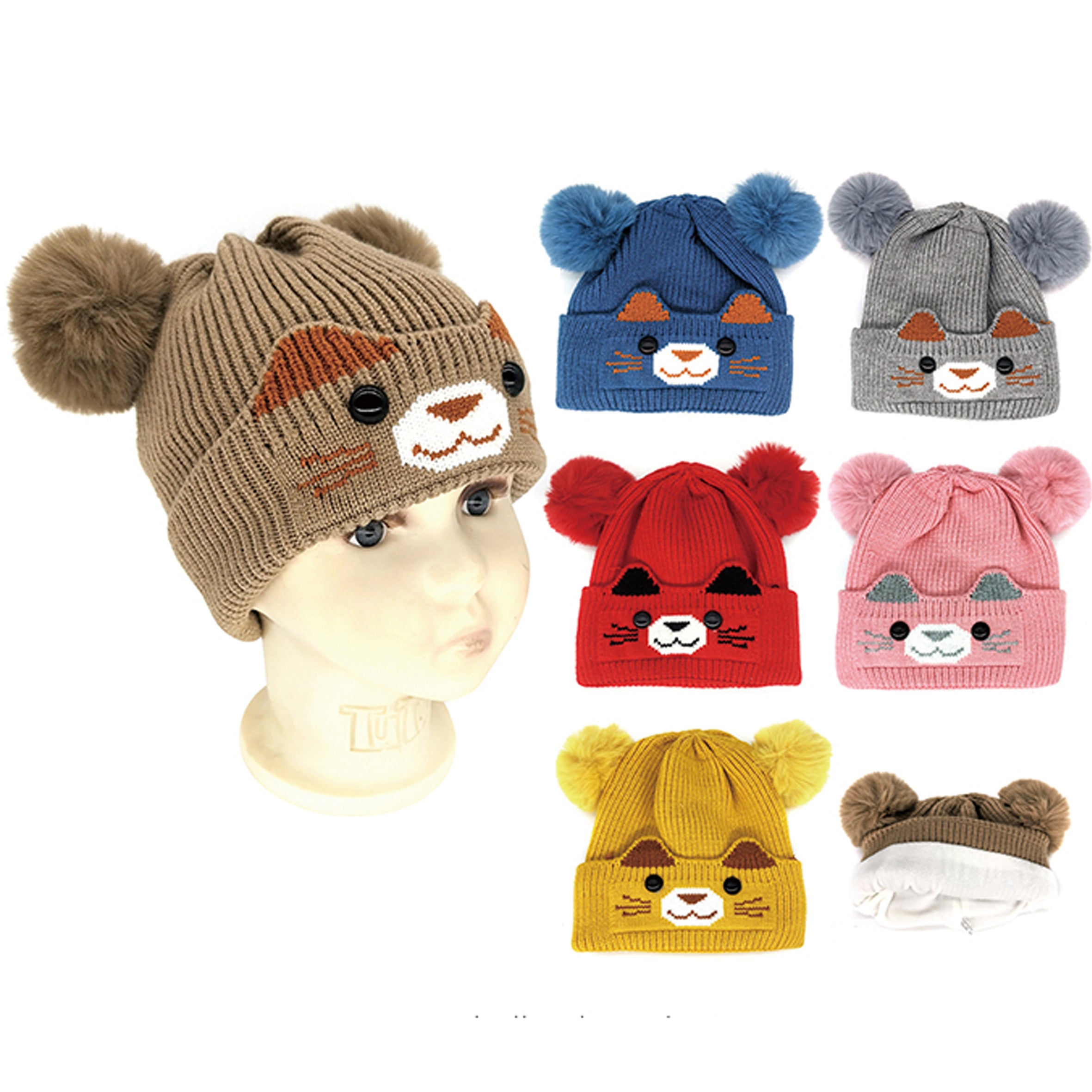 Wholesale Clothing Accessories Double Ball ANIMAL Winter Hat NH261