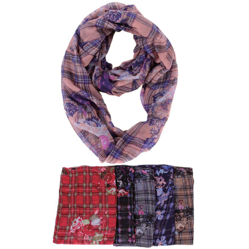 Wholesale Clothing Accessories Infinity SCARF Floral & Plaid Assorted NQ78