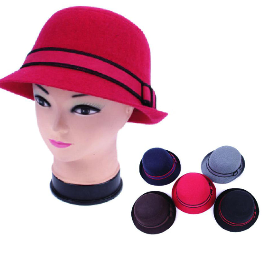 Wholesale CLOTHING Accessories Ladies Flannel Bowler Hat NQ78