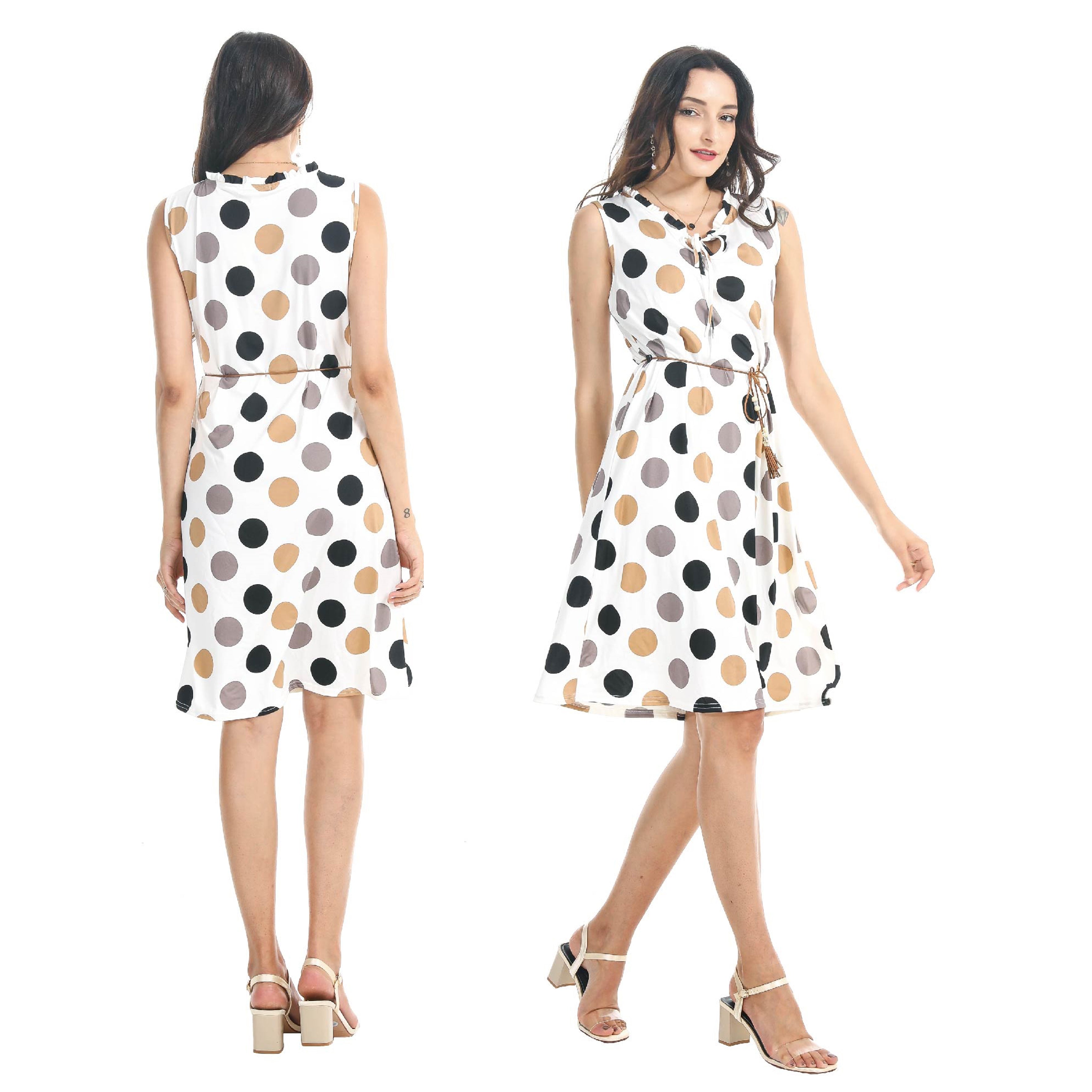 ''Wholesale Women's DRESSes ITY Wht-Tpe Dot Lettuce Midi DRESS 36-Case M2,L2,Xl2 Jaylah NW49''