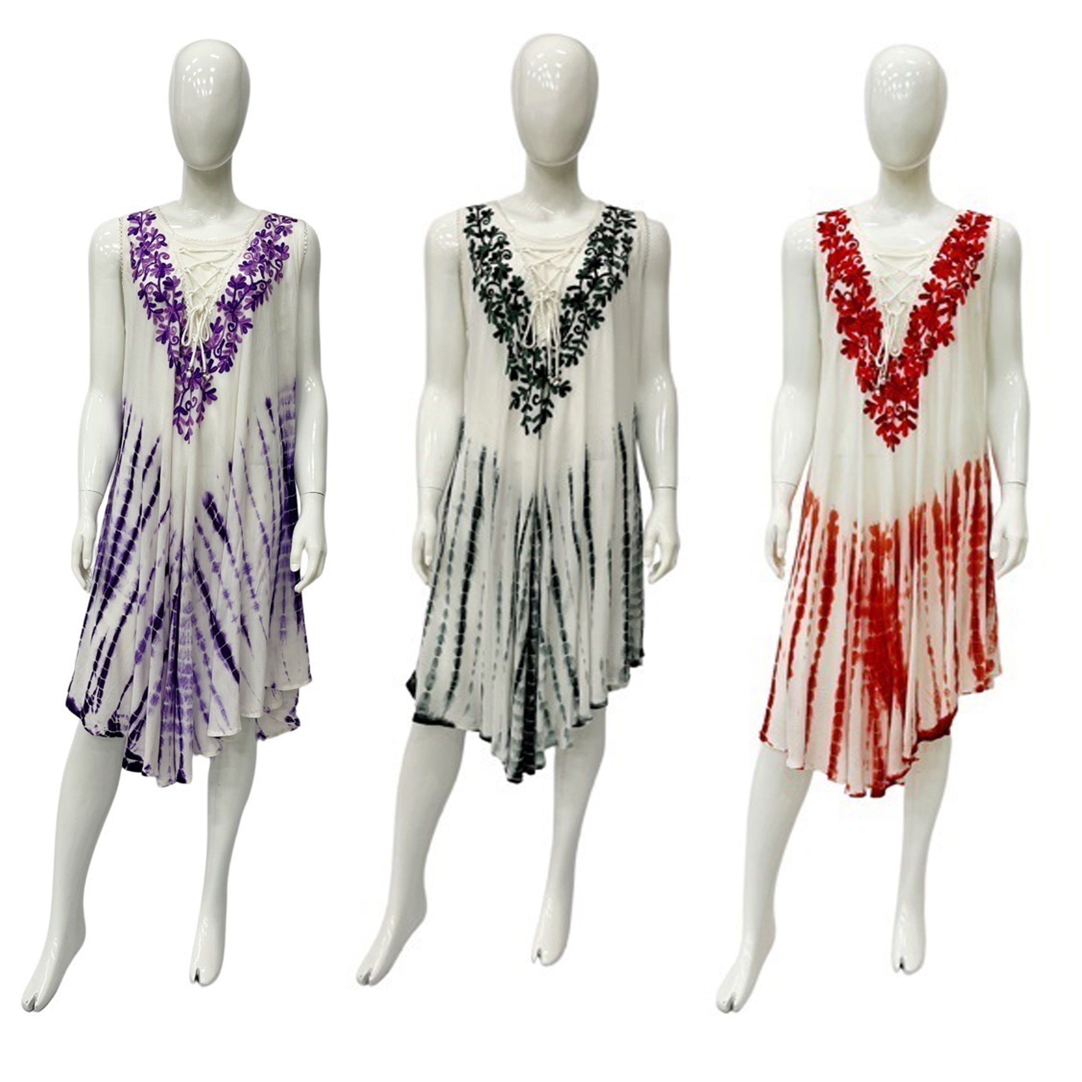 Wholesale Women's Dresses Rayon Crape Sl UMBRELLA with Tie0Dye & Embedded 140Gms Asst 3C 6-36-Case S