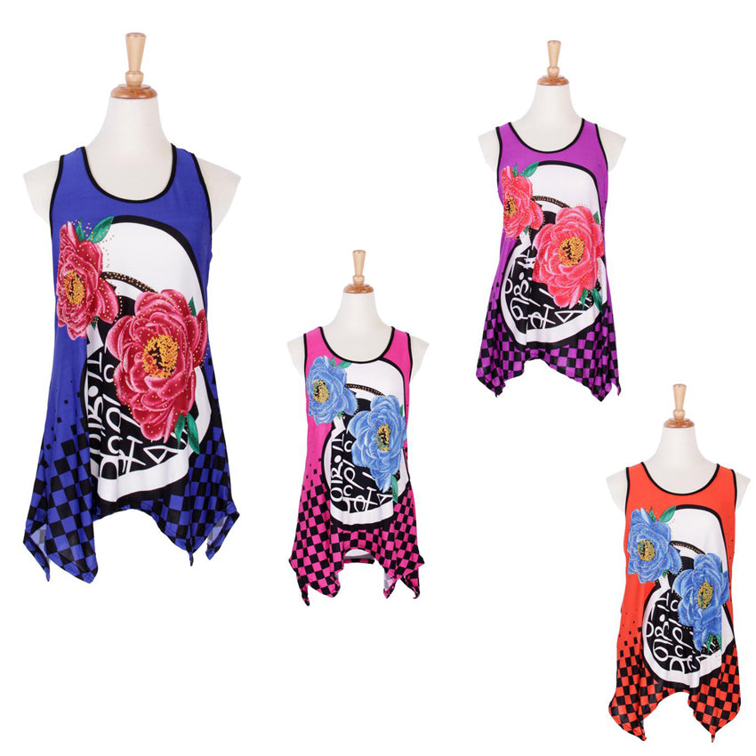 ''Wholesale Women's Clothing Apparel Floral Peony Embellished VEST Top M,L,XL,XXL Haven NQ71''