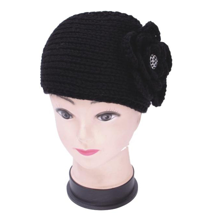 Wholesale Clothing Accessories Knit FLOWER Headband Black Assorted NQ93B