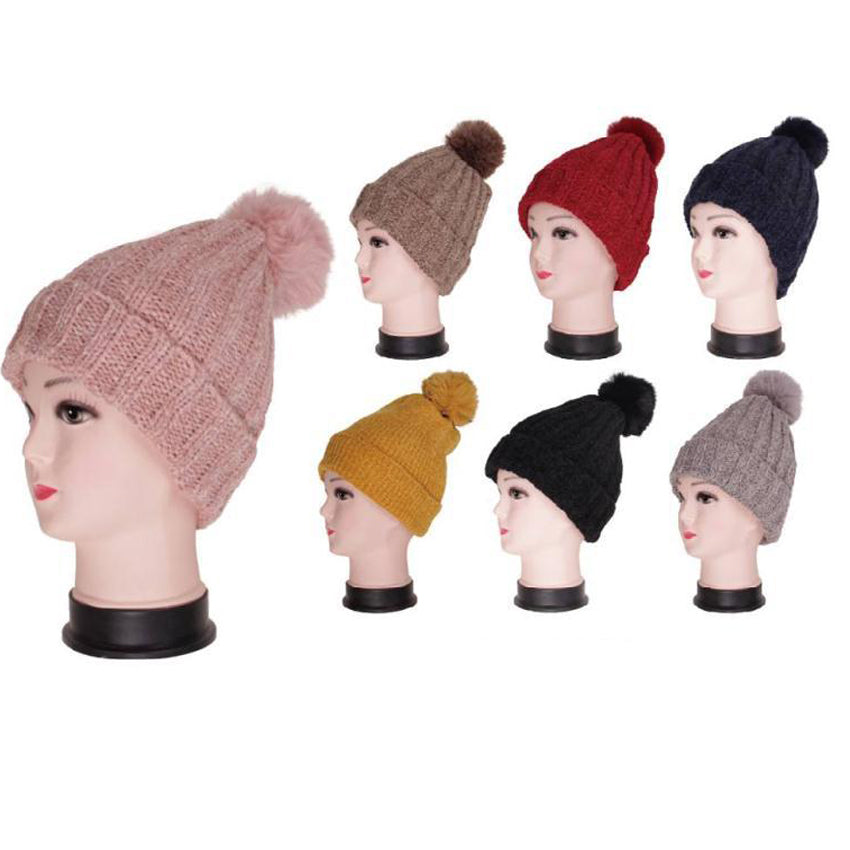 Wholesale CLOTHING Accessories Chenile Hat Knit Bal Assorted NQ89