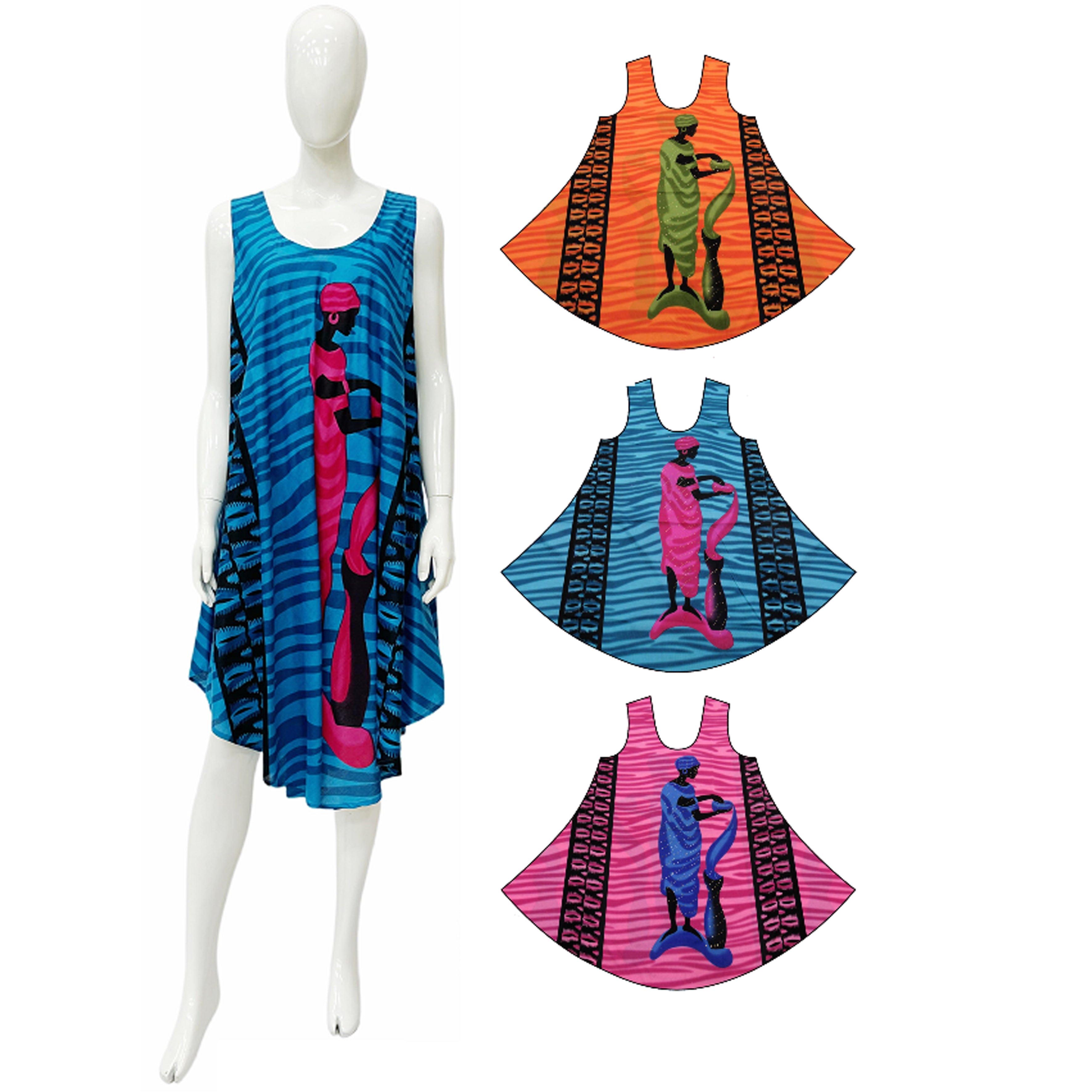 Wholesale Women's Dresses Rayon Staple Printed Sl UMBRELLA Round Neck 120Gms Asst 4-36-Case S-XL Ens
