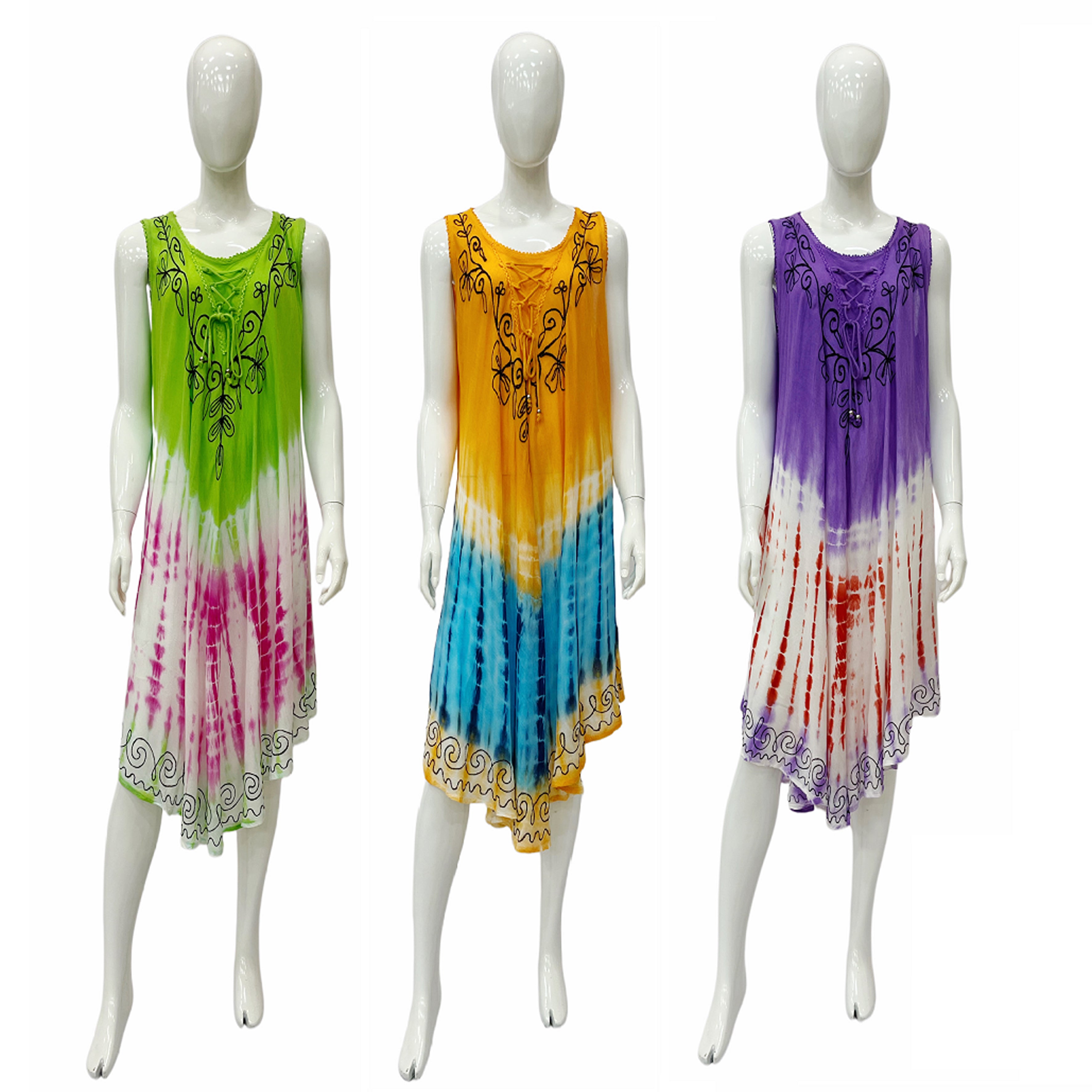 Wholesale Women's Dresses Rayon Ss Tie Dye UMBRELLA Dress 36-Case O-S Marina NWa7