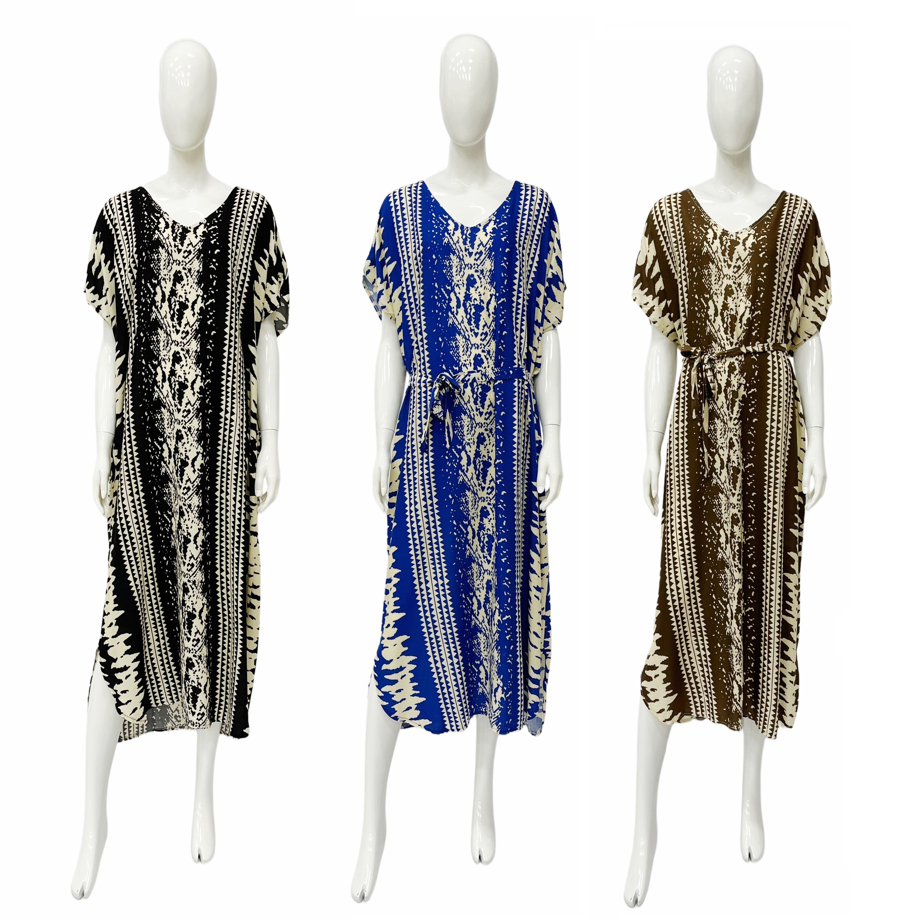 ''Wholesale Women's DRESSes Rayon Ss Caftan DRESS S-M-2, L-Xl-2 4-48-Case Aleena NW71''