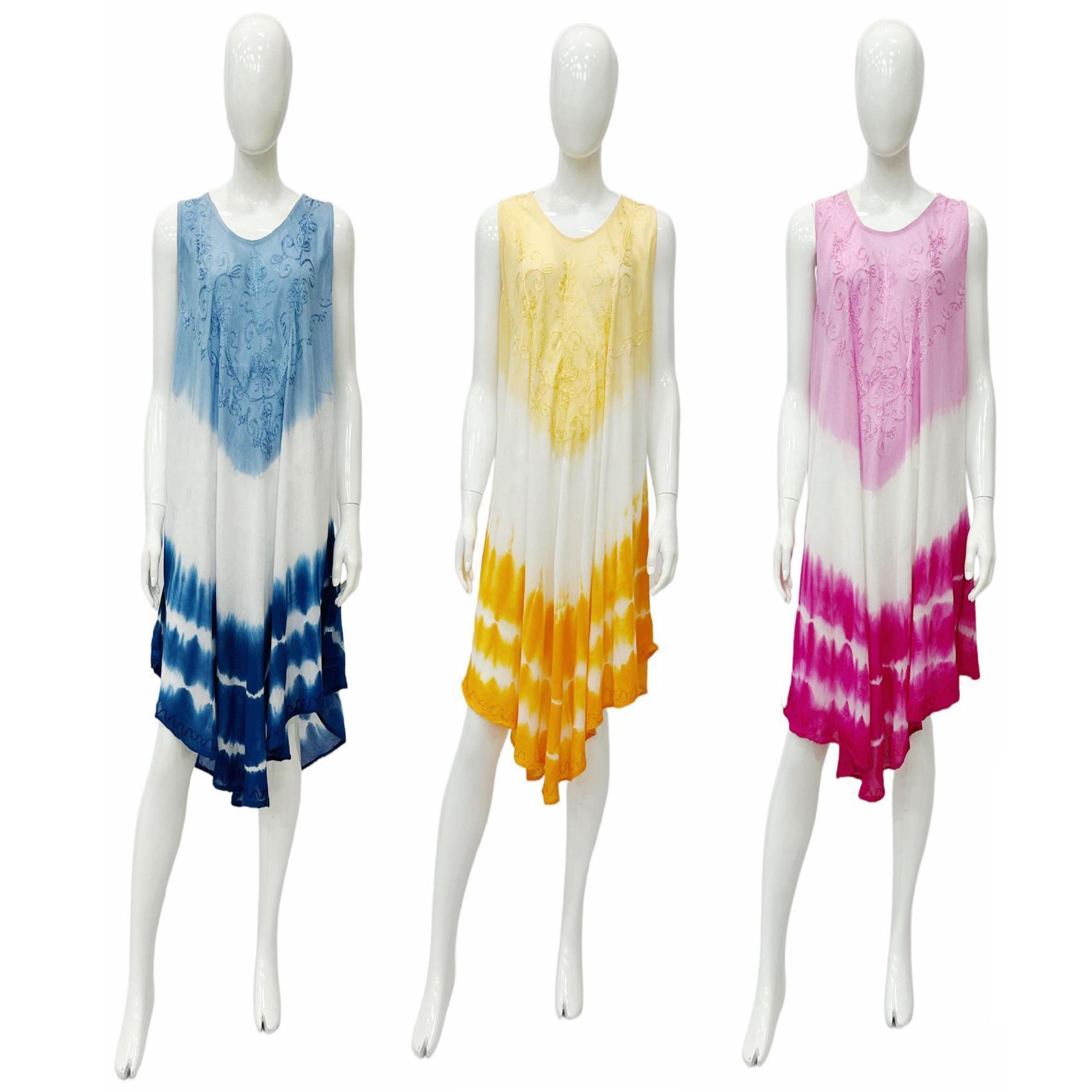 Wholesale Women's DRESSes Rayon Tie Dye Embedded Umbrella DRESS 12-48-Case Os Malaya NWa9