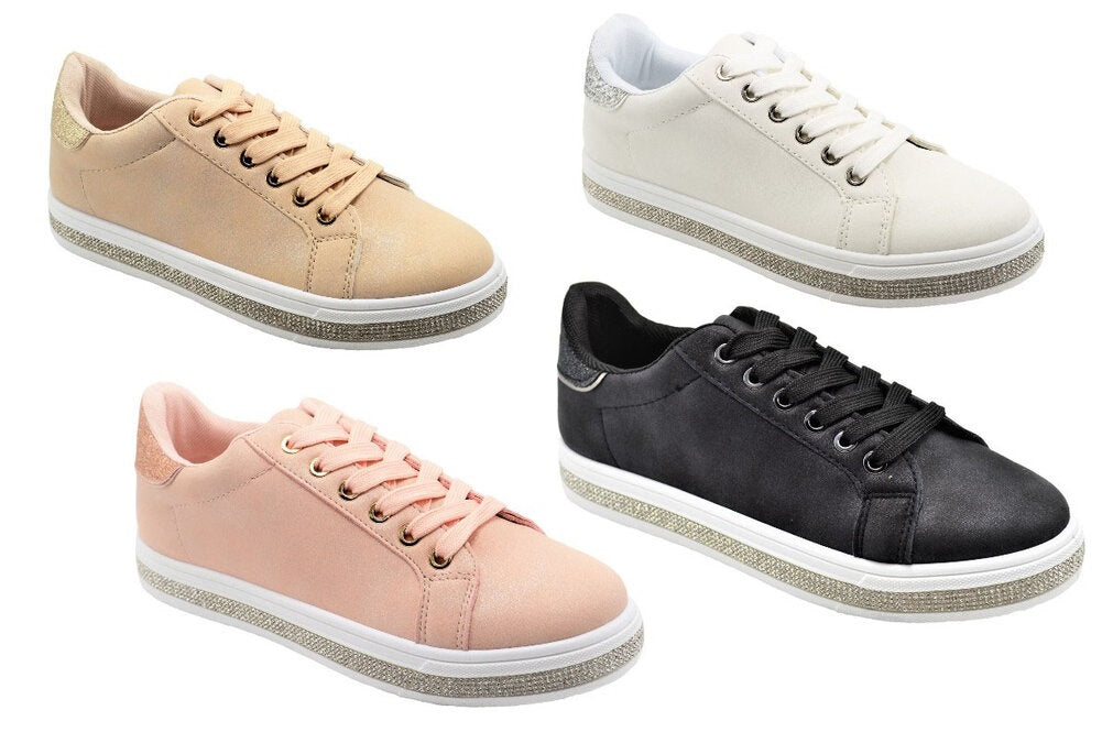 Wholesale Women's Shoes Lace Up Ladies SNEAKERS Catherine NG27