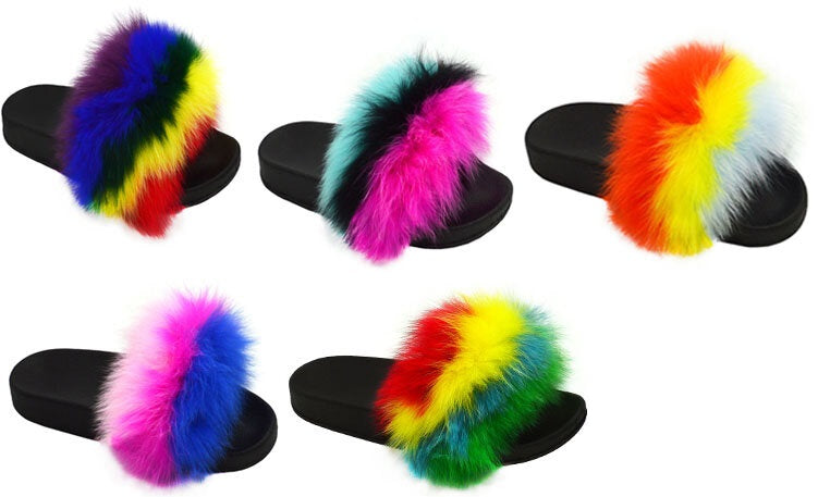 Wholesale Women's Slippers Fur Ladies Flat Slidy FLIP FLOP Heaven NGdm