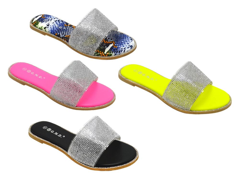Wholesale Women's SLIPPERS Glitter Indoor Strap Ladies Flat Kaia NG37