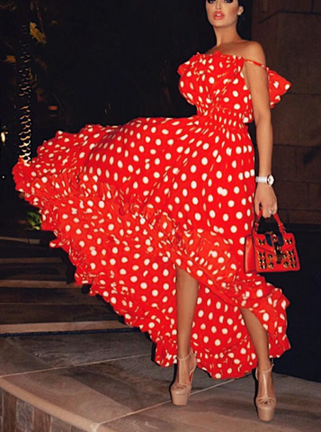 red polka dot dress outfit