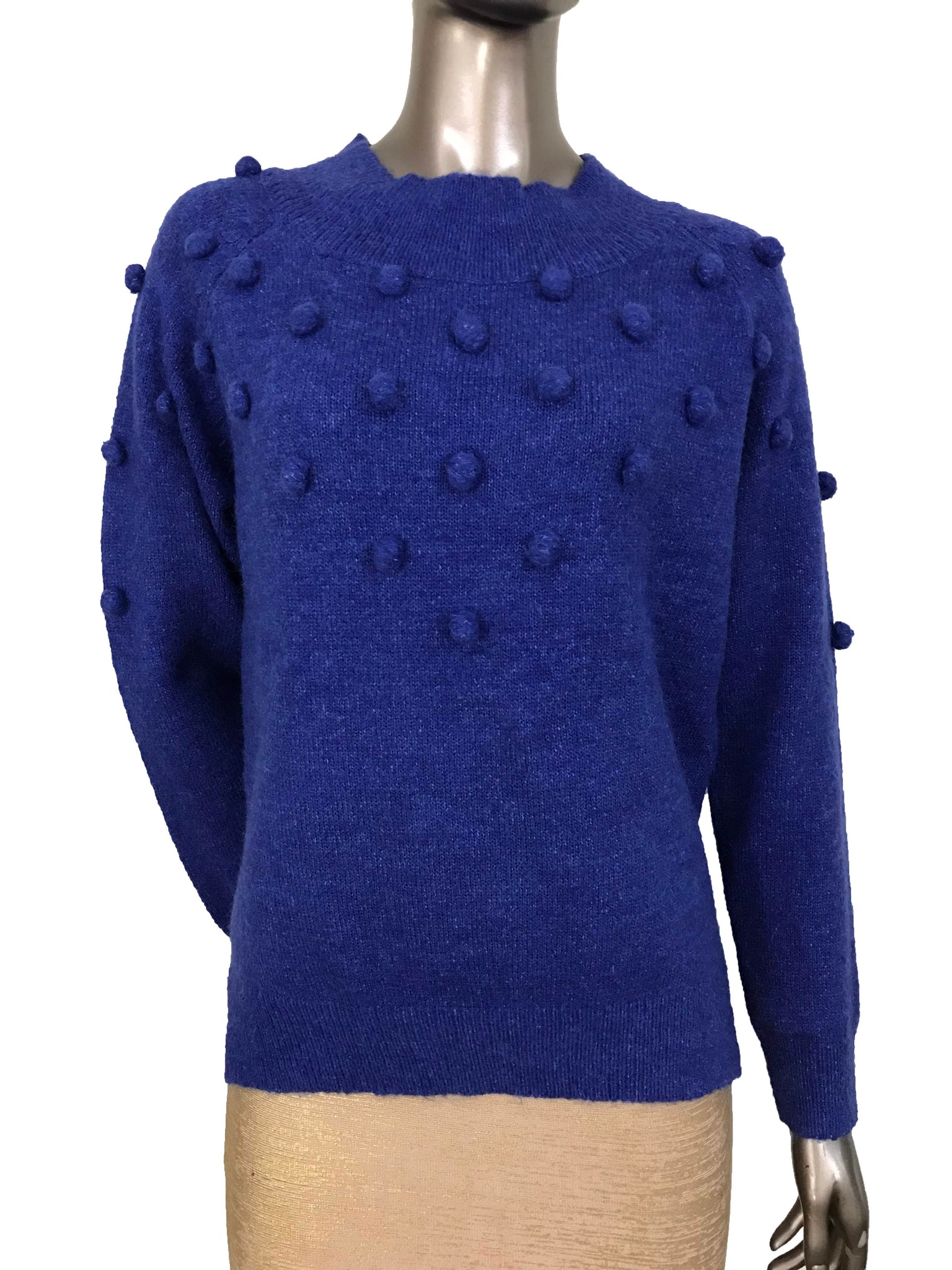 bejdsemiddel Sygdom Phobia Flaricent Blue Cobalt Pom Pom Long Sleeves Sweater