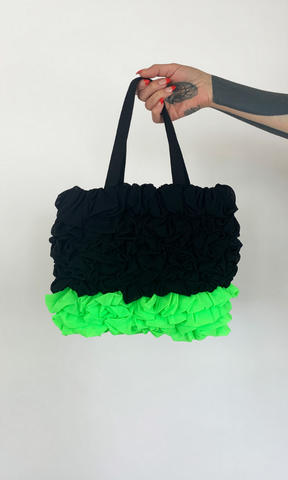 Lula Laora POISON IVY MESH BAG IN NEON GREEN AND BLACK