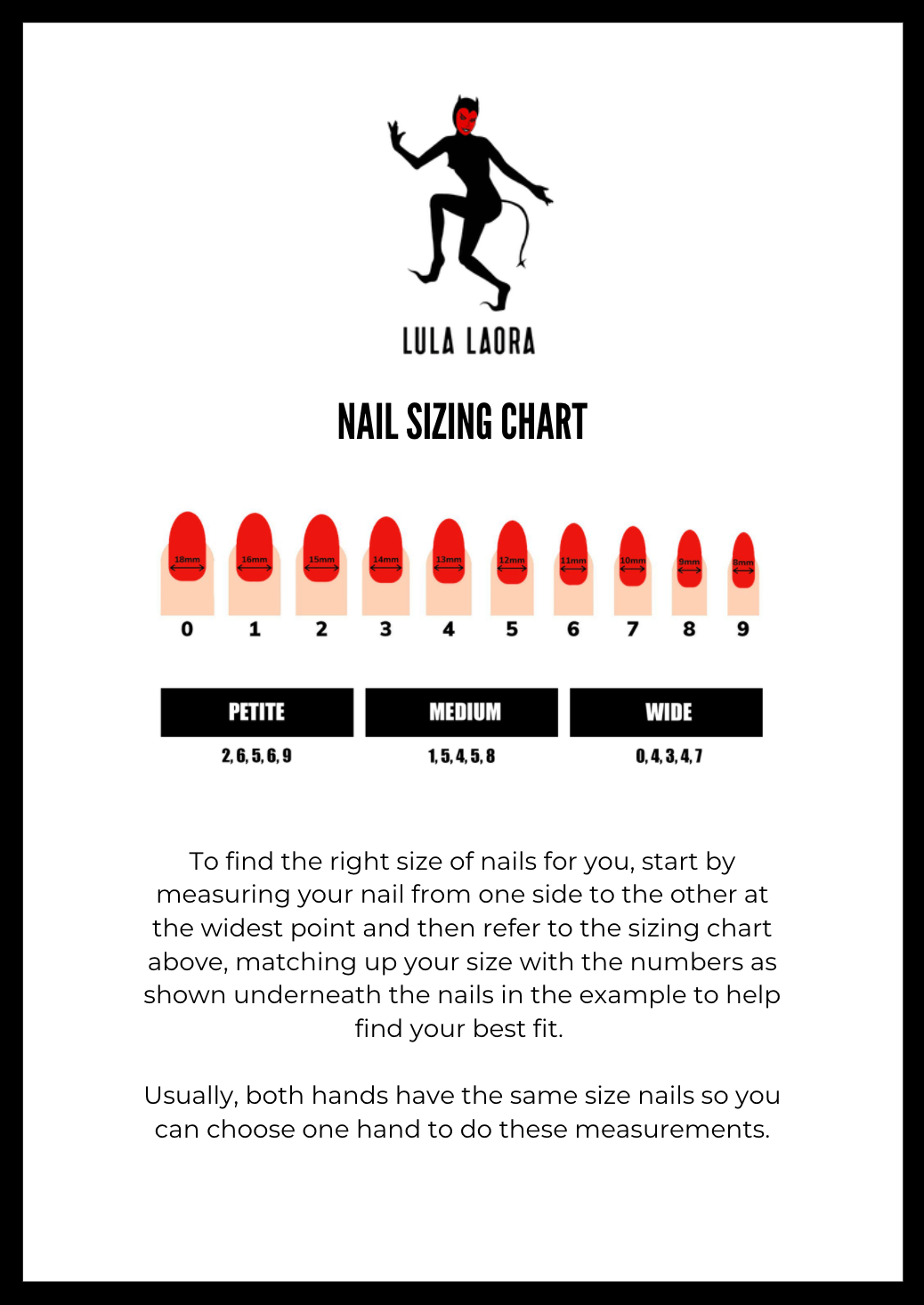 nail sizing chart