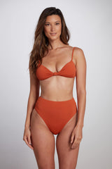 Orange high leg, high waist bikini bottom