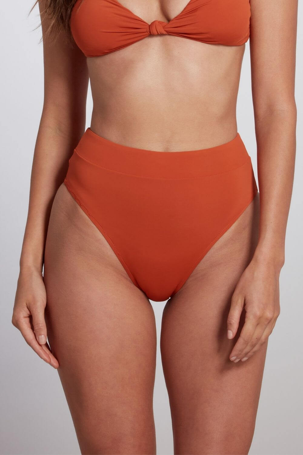 High Waisted Bikini Bottom with Sash Detail in Orange - Sauipe Swim