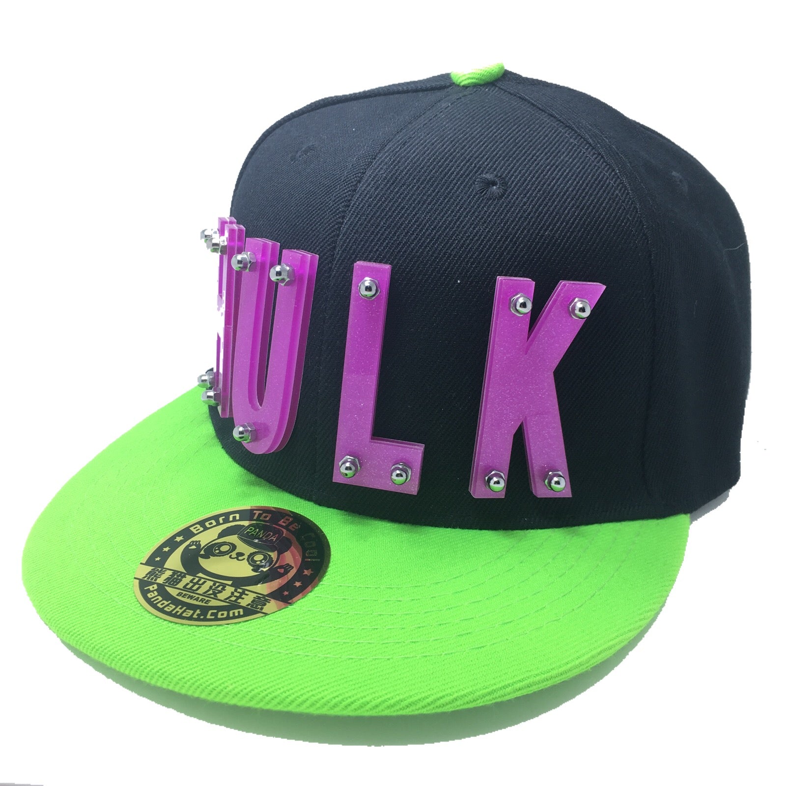 HULK HAT IN BLACK WITH GREEN BRIM Pandahat