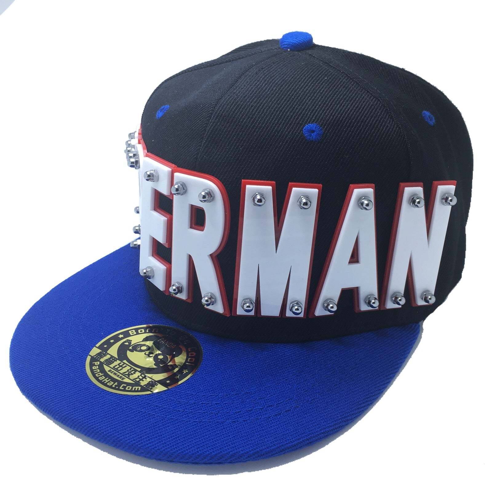 SUPERMAN HAT IN BLACK WITH BLUE BRIM Pandahat