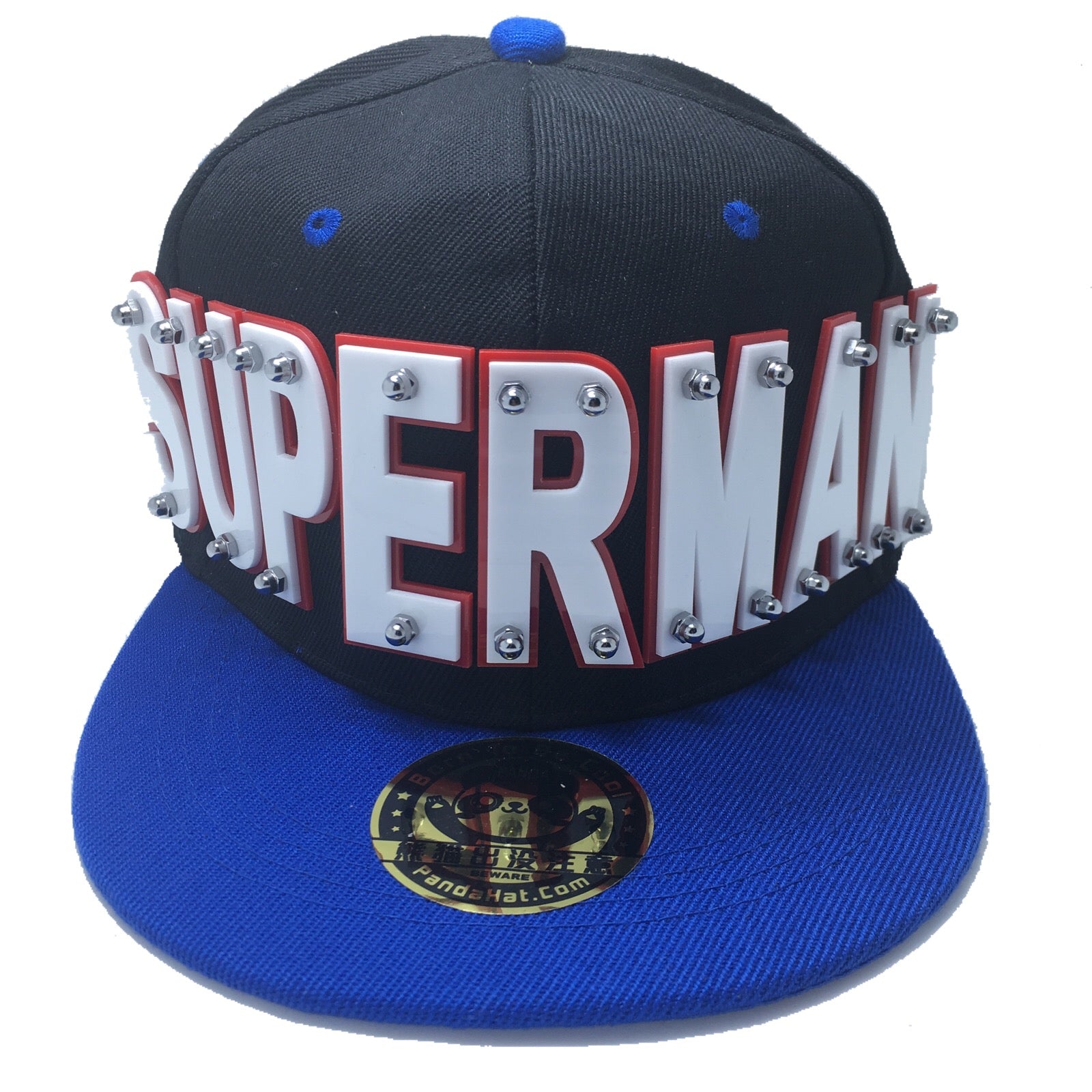 SUPERMAN HAT IN BLACK WITH BLUE BRIM Pandahat