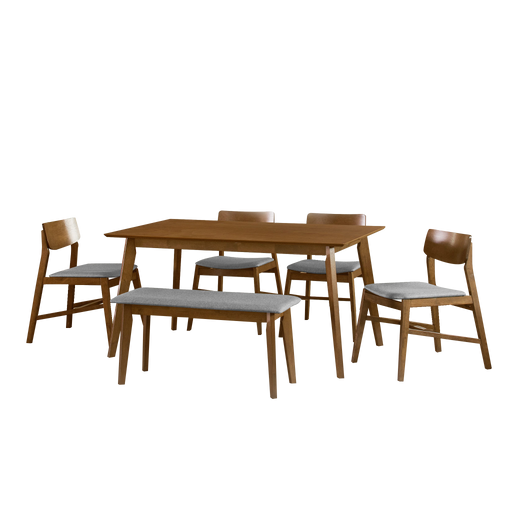 Camden 1.2M Dining Set (1.2M Dining Table + 4 Dining Chairs), Rubber ...