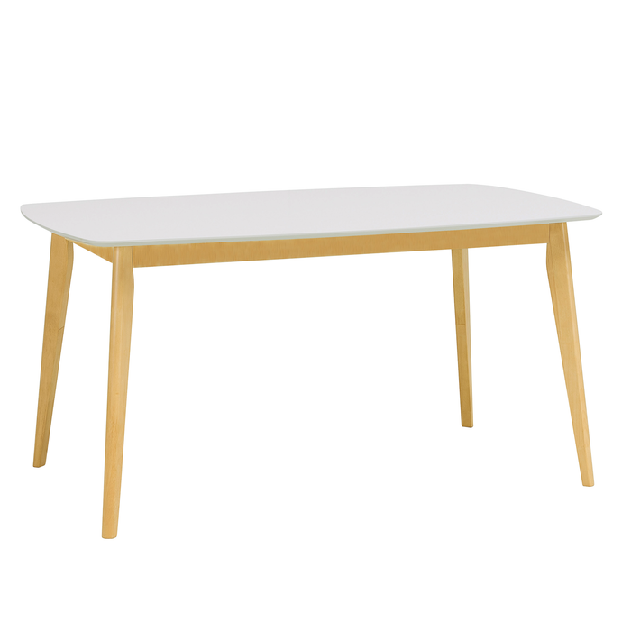 white table with wooden legs