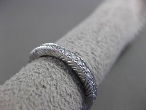 ANTIQUE .60CT DIAMOND 14KT WHITE GOLD FILIGREE ETERNITY ANNIVERSARY RING #23868