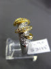 ESTATE .42CT DIAMOND 14KT WHITE & YELLOW GOLD 3D MULTI WAVE PAVE SNAKE FUN RING