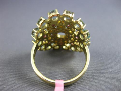 ESTATE LARGE 2.13CT DIAMOND & AAA MULTI GEM 14K YELLOW GOLD CIRCULAR FLOWER RING