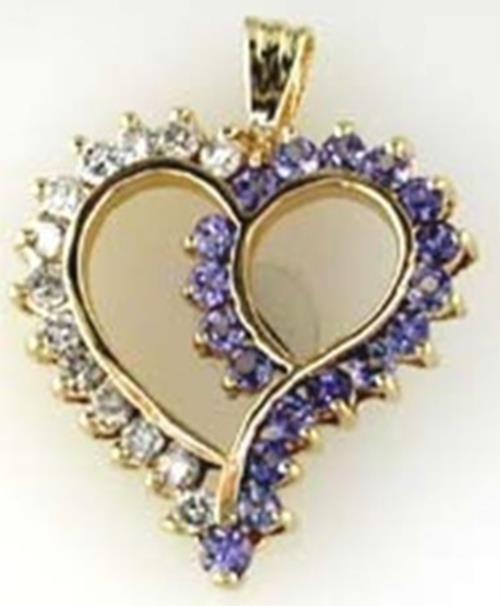 1.85CT DIAMOND & AAA TANZANITE 14KT YELLOW GOLD 3D OPEN HEART FLOATING PENDANT