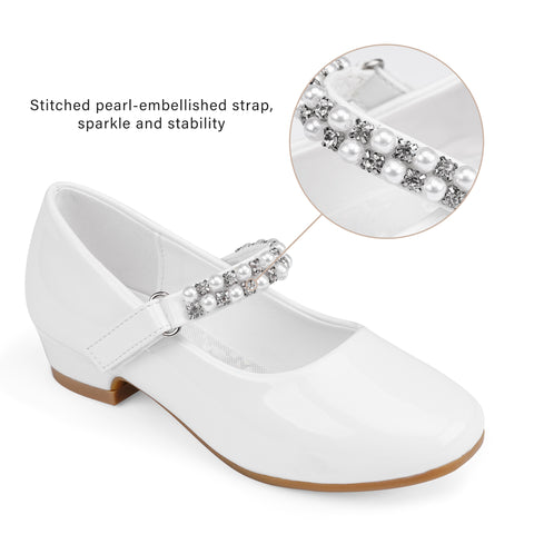 Pearl and diamond strap Low Heel Mary Jane Dress Shoes