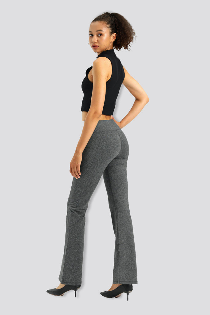  28 Womens Yoga Dress Pants Bootcut Work Slacks Stretch  Office Casual Flare Bootleg Pants Petite 4 Pockets Light Charcoal XXL