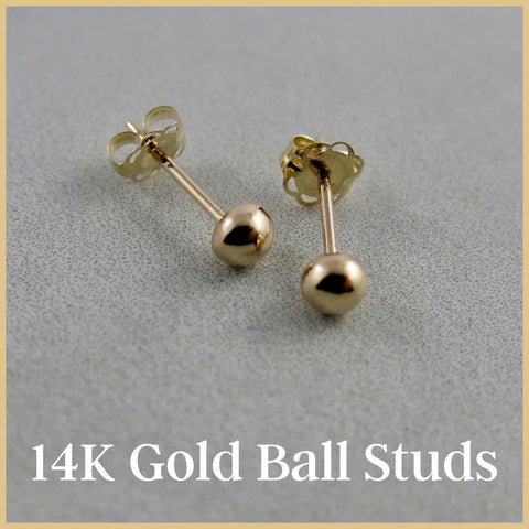 14K Gold Ball Studs by Mikel Grant Jewellery